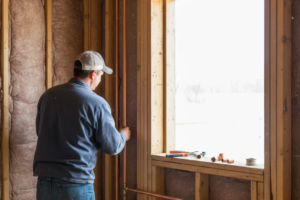 Licensed plumber running new copper supply lines in a Bannock home