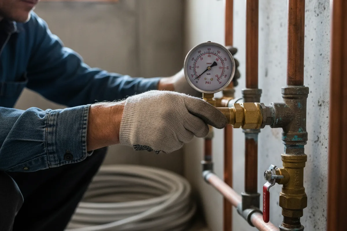 Pressure testing a repaired line during Water Line Repair in Bannock